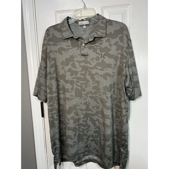 Peter Millar Performance Polo Gray Camo Shirt Logo Mens XL - Picture 1 of 6